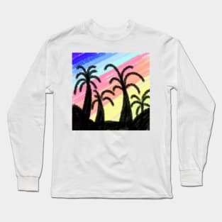 colorful watercolor abstract black tree design Long Sleeve T-Shirt